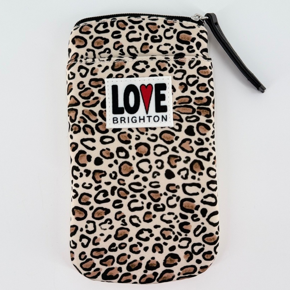 BRIGHTON Leopard Print Heart Sunglasses Case Zipper Pouch Accessory